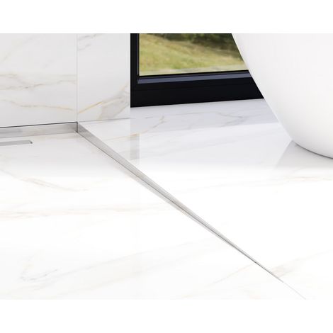 Profilo laterale destro inclinato per doccia a pavimento argento satinato - 1800 x 11 mm