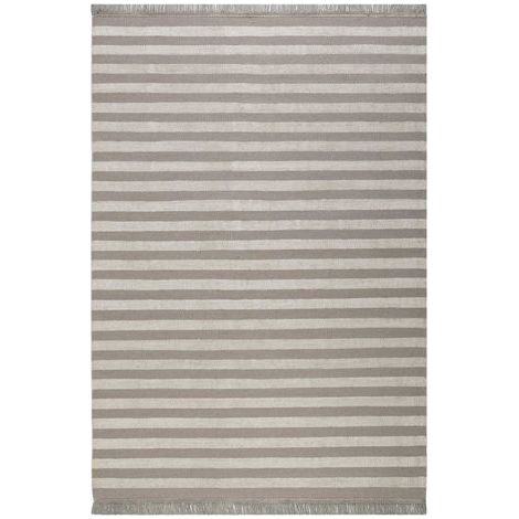 Tapis salon et chambre en chanvre 160x230 taupe fait main motif géométrique NOBI (1/5)