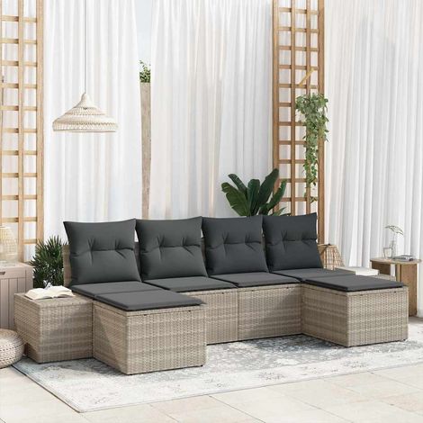 vidaXL Set Divano da Giardino 6 pcs Grigio chiaro polyrattan (1/5)