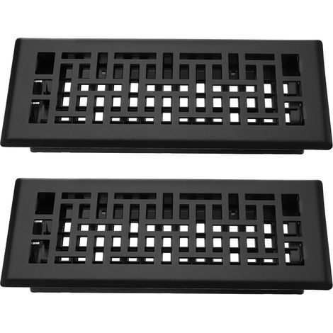 2pcs Grille de Sol en Acier au Carbone, 290x140mm Couvercle Grille d'Aération Réglable, Grilles de Drainage Ajourée pour Décoration Chambre Cuisine Maison Jardin, Noir Mat (1/5)