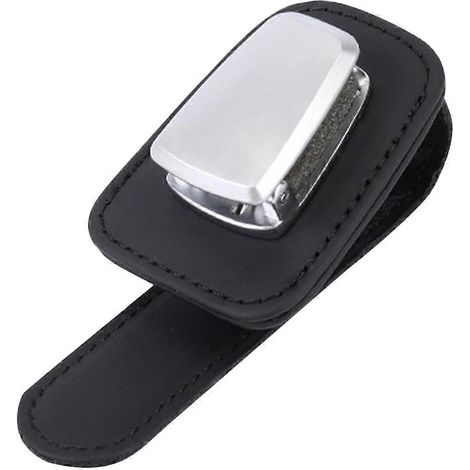 Porte-lunettes de soleil pour voiture, clip pour pare-soleil en cuir, clip pour carte de transport-10X4.5X2.5CM-Black (1/3)