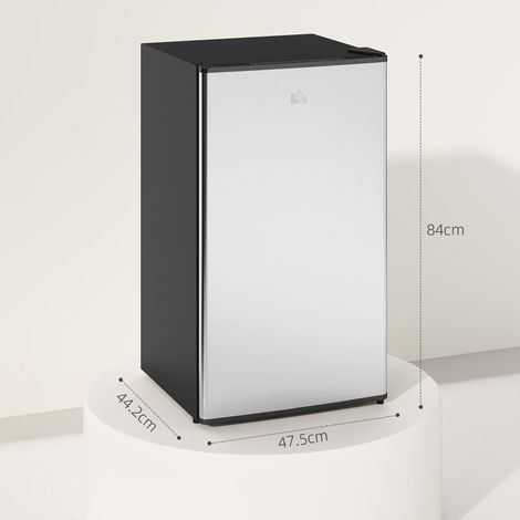 Petit réfrigérateur de 91 L avec thermostat réglable, étagères et tiroir réglables, argent (1/5)