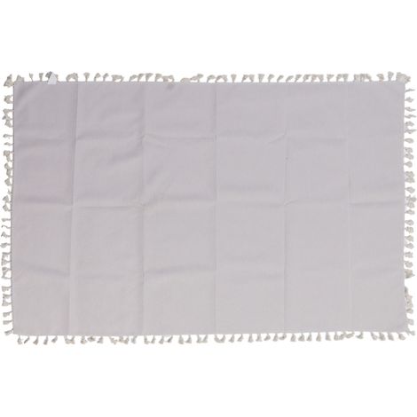 Nappe rectangulaire en coton et lin, imperméable, résistante à l'huile, lavable, infroissable, avec pompons, pour salle à manger. (1/5)