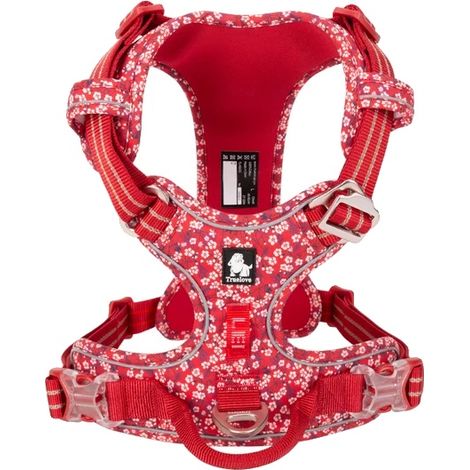 Harnais pour Chien, Ajustement Réglable, Caractéristiques de Sécurité Réfléchissantes, ROUGE COQUELICOT-c, XL-a (1/2)