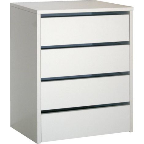 Piccolo mobiletto ausiliario con 4 cassetti in bianco lucido o rovere cambriano 46x64x45 cm (1/5)