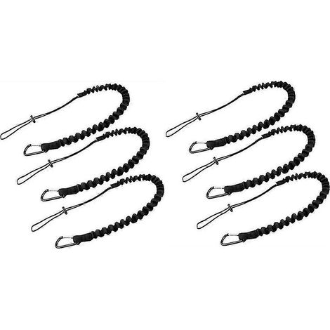 Corde porte-outils en 6 pièces, corde d'extérieur, corde de sécurité antichute pour haute altitude, corde élastique rétractable, noire (1/5)