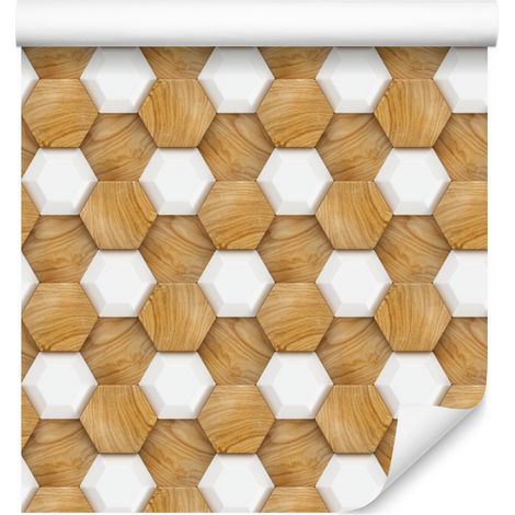 Carta da parati effetto mosaico 3D effetto legno per soggiorno e camera da letto, 50x1000 cm (1/5)