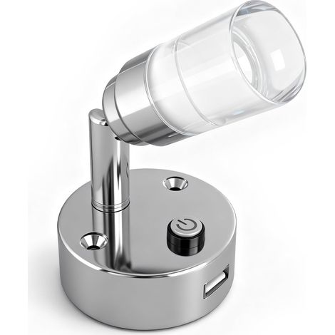 Spot 12V LED avec USB pour Camping Car, Liseuse LED Bicolore Blanc Froid 6000K avec Lumière Bleue,Éclairage Intérieur pour Caravane, Fourgon, Bateau, Moderne Acrylique (1/5)