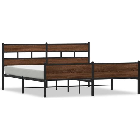 Maison Exclusive - Metallbett ohne Matratze Braun Eichen-Optik 19 (1/5)