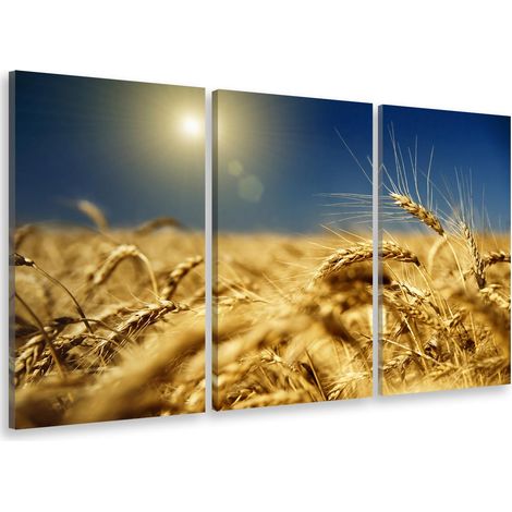 Tableau triptyque deco champs de blé couchant - 90x60 cm Toile imprimée (1/5)