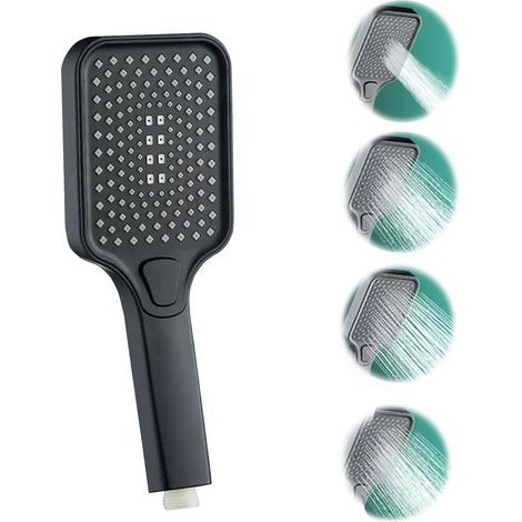Pommeau de Douche Haute Pression, Pommeau de Douche, Douchette à Main avec 4 Réglages de Pulvérisation, pour Salle de Bain, Camping, Adultes, Enfants (1/5)