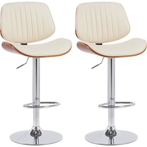 2er Set Barhocker Clawson Kunstleder walnuss/creme chrom