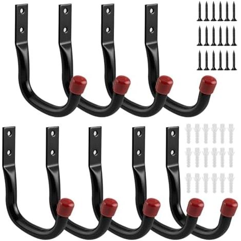 Lot de 9 crochets muraux robustes Garage J Hooks (12 x 8,9 cm) – Crochets pour échelles, charges lourdes et rangement - (1/5)