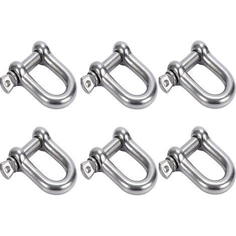 6 Pièces M6 Manille D'anneau de D,Acier Inoxydable 304 D Manille,Manille de Levage pour L'alpinisme la Randonnée la Chaîne D'ancre la Voile (1/5)