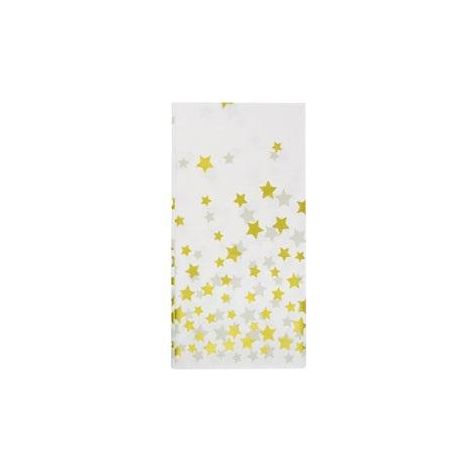Tischdecke mit goldenen Sternen, weiß