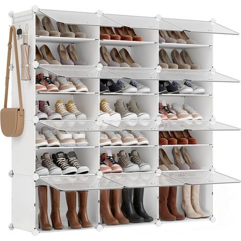 12 Shoe Rack, Modular, Steel, Plastic, White, For Hallway (1/5)