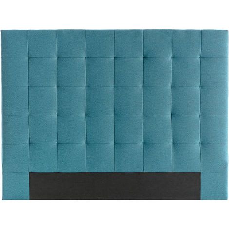 Miliboo – Tête de lit capitonnée en tissu bleu canard 140 cm – Design baroque moderne – Revêtement 100% polyester – Installation facile (1/4)