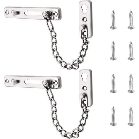 Catena di sicurezza per porte, set di 2 catene, in acciaio inox, per porte interne di appartamenti e porte in legno. - AquaForge (1/5)