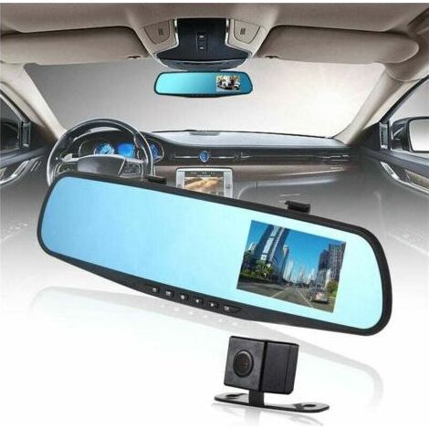 Dashcam Voiture 1080P Full HD avec Écran 4,3 Pouces et Double Objectif – Caméra de Recul Intégrée dans Rétroviseur pour Sécurité Automobile (1/4)