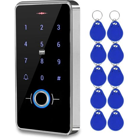 IP68 étanche RFID Clavier Contrôle d'accès d'empreintes Digitales Biométrique WG26 / 34 Clavier Tactile + 10pcs 13.56MHz Keyfobs pour Système Contrôle d'accès extérieur (1/5)