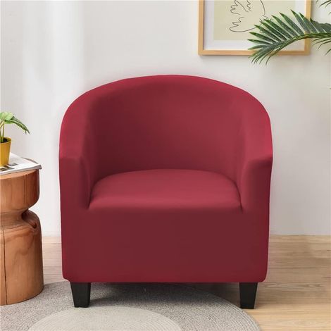 Copripoltrona Chesterfield elasticizzato, tinta unita, 1 pezzo, copripoltrona, copridivano con braccioli, protezione per poltrona da bagno (rosso) (1/5)