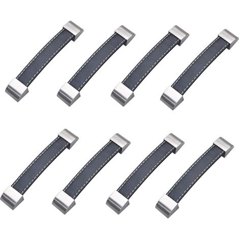 Poignée en cuir-poignées de placard Poignée d’Armoire pour armoire,cuisine et porte (Noir,128mm,8pcs ) (1/5)