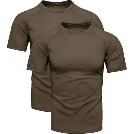 Herren-Sport-T-Shirt, khaki, thermoaktiv, Größe 2XL