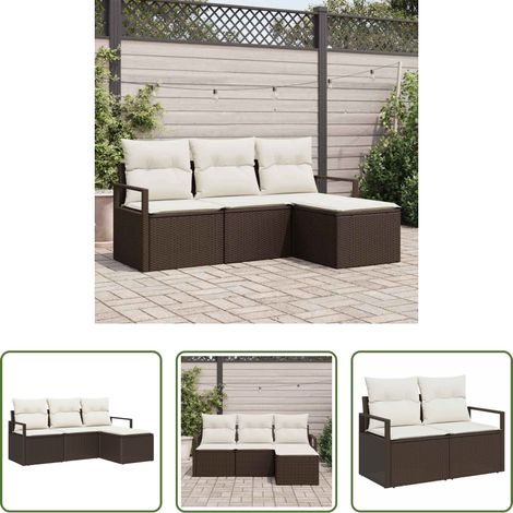 vidaXL Poly-Rattan - Sofa Set 4 pcs Braun Poly-Rattan (1/5)