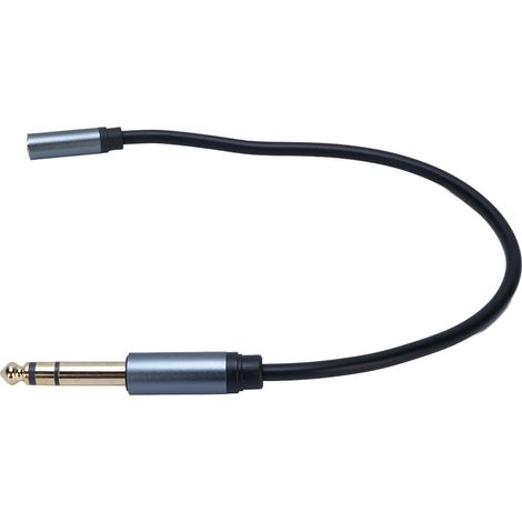 Adaptateur casque 6,35 mm mâle 6,35 mm vers jack stéréo femelle 3,5 mm (1/4 pouce) pour amplificateur, guitare et piano (longueur : 30 cm) (1/5)