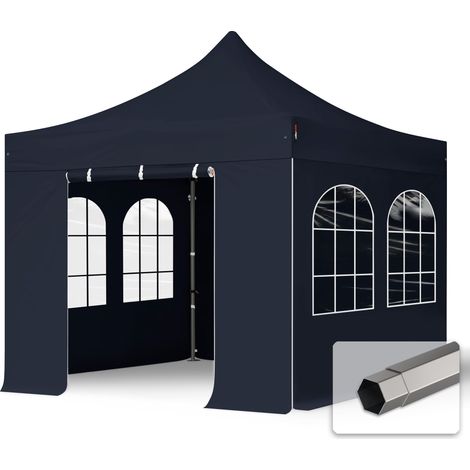 TOOLPORT 3x3 m Tente pliante - Acier, côtés avec fenêtres, noir