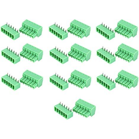 10 Paires de Borniers à Vis 6 Broches Bornier à Vis 15EDG 3.81mm Pas Mâle Femelle Bornes Enfichables Fil Ampère Montage Vis Bornier Kit,Terminaux (1/5)