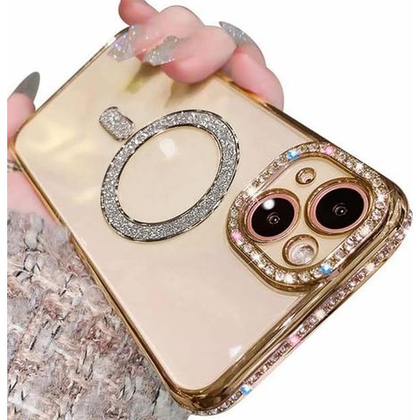 Coque Compatible avec 13 Pro,Étui Foret Latéral Magnétique Crystal Clear Anti-Choc Housse de Protection en Silicone TPU Case pour 13 Pro,Or (1/5)