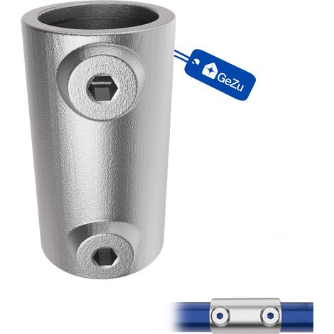 Connecteur de tube externe en ligne Ø42 mm galvanisé revêtement poudre noire – raccord de jonction externe collier de serrage droit – Raccord ubulaire croix, kee klamp, connecteur voies – GeZu Impex