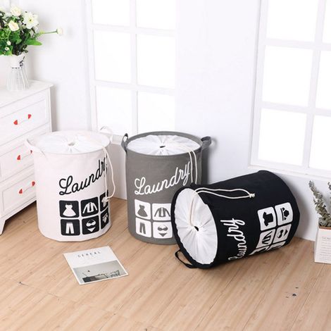 Panier à linge pliable en tissu, grand sac à linge en coton, panier de rangement pliable (1/5)