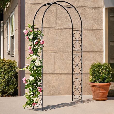 Arche de jardin negro en métal 114 x 30 x 230 cm (1/5)