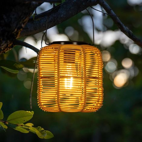 1 pièce de lampe de jardin solaire extérieure, lustre lanterne en rotin et bambou, veilleuse, lampe de chevet, lampe de table (ampoule incluse) (1/5)