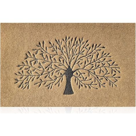 Brown Tree Door Mat Non Slip Interior Door Mat with Non-Slip Rubber Backing Easy Clean for Entryway, Hallway or Kitchen 40x60cm (1/5)