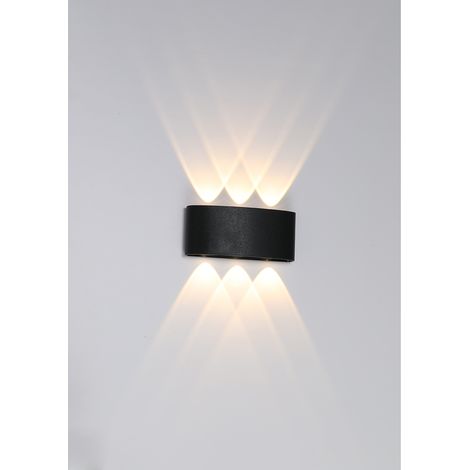Moderne Applique Murale LED, 6W Lumière Blanc Chaud 3000K étanche IP65, Décorative Lumière pour Chambre Couloir Salon Escalier Hôtel Bar, Noir (1/4)