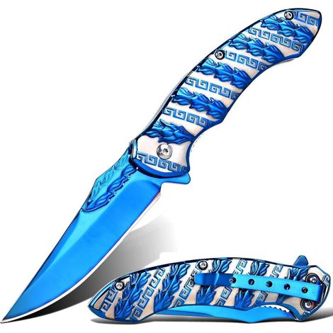 Klappmesser blau mit 3D Titanplattierung, Geschenk für Männer, Outdoor, Camping