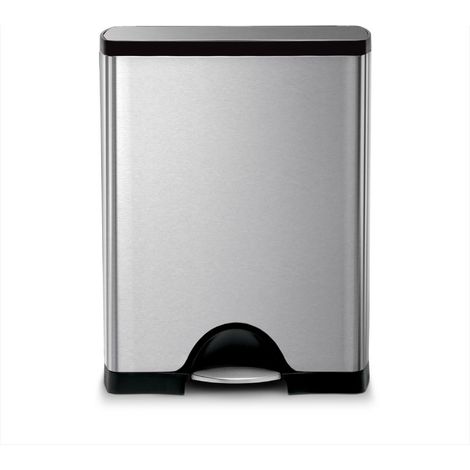 poubelle rectangulaire à pédale, poubelle de cuisine, acier inoxydable brossé, 50 litres (1/5)