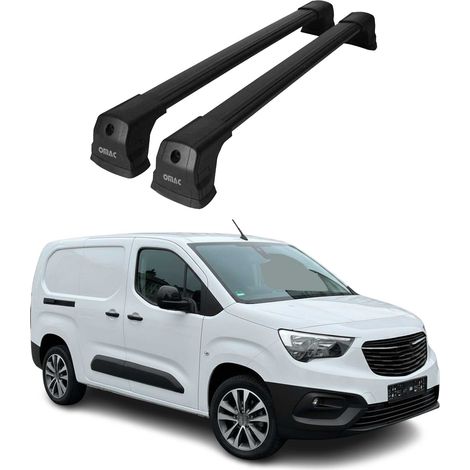 OMAC Dachträger Querträger kompatibel mit Opel Combo E 2019-2026 – 2 Stangen – Abschließbar – Aluminium Schwarz (1/5)