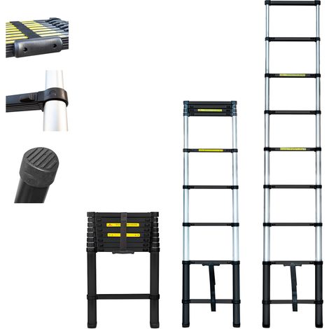 [JAMAIS UTILISÉ] HOSTRÖM Echelle telescopique 2,6m TELESCOO9, Aluminium, Pliable, Extensible, Hauteur de travail max 3,5m, Standart EN131, Garantie 5 ans (1/5)