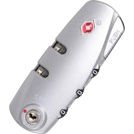 Cadenas Valise, Serrure TSA 007 pour Bagages, Nombre à 3 Chiffres Cadenas de Code, pour Valise de le Remplacement et la Modification, Accessoires de Valise Avion Voyage, Argent