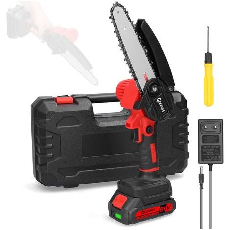 Mini Battery-Powered Chainsaw, 6-Inch 1300mAh Cordless Electric Chainsaw with Pruning Shears for Garden and DIY Projects (1/5)
