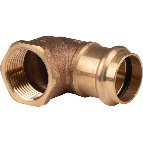 Kupfer Pressfitting Winkel 90° aus Rotguss 28 mm - 1" IG V+M-Kontur DVGW