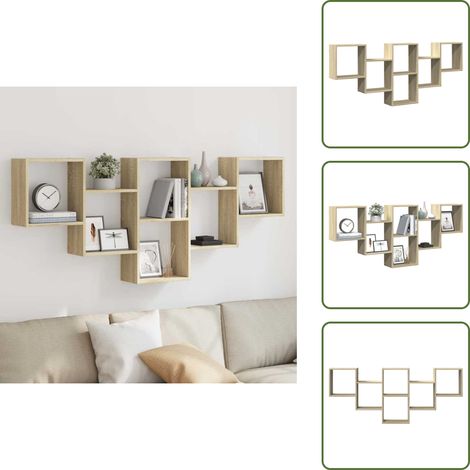 The Living Store Wandregal Sonoma-Eiche 159x18x66 cm Holzwerkstoff - Holzwerkstoff (1/5)