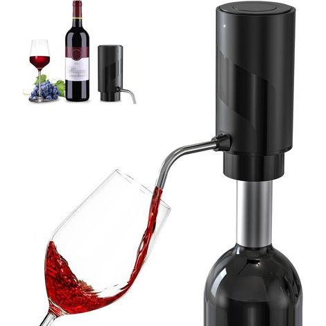 Aérateur de vin électrique, carafe à vin automatique, distributeur de vin, verseur de vin rechargeable par USB, pour les amateurs de vin (noir - ABS) (1/5)