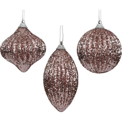 pallina di natale in foam glitter D 8 cm rosa cipria Peraga Christmas