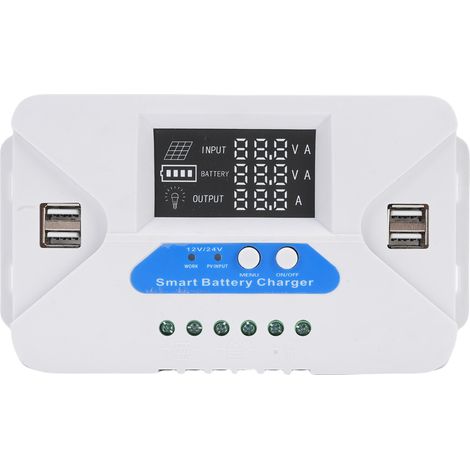 Toivize 50A 12/24V Intelligenter LCD-Solar-Laderegler für Straßenbeleuchtung, kompatibel mit Lithium-/Bleiakkus, mit 4 integrierten USB-Anschlüssen (1/5)