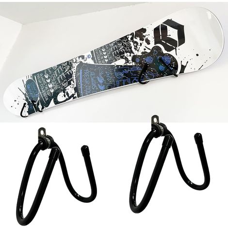 Lot de 2 supports de rangement muraux universels pour ski et snowboard, support mural horizontal, support de rangement de matériel de planche à neige pour chambre, garage (1/5)